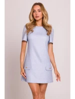 M855 Mini šaty áčkového strihu - svetlomodré