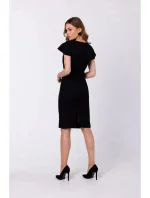 Dámske puzdrové šaty s opaskom S336 Black - Stylove