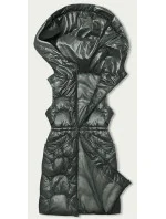 Vypasovaná vesta v khaki farbe s kapucňou (B8173-11) Vypasovaná vesta v khaki farbe s kapucňou (B8173-11)