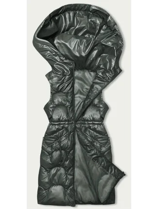 Vypasovaná vesta v khaki farbe s kapucňou (B8173-11) Vypasovaná vesta v khaki farbe s kapucňou (B8173-11)