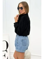 Semišová mikina na zips Čierny Semišová mikina na zips Čierny