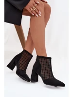 Botki Damskie Na Słupku Z Siateczką D&A LZ52-944 Czarne