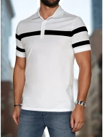 Pánske polo tričko s pruhmi biele FashionStreet PX0628