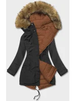 DÁMSKA OBOJSTRANNÁ ZIMNÁ BUNDA BLACK-CARAMEL (2M-21508)