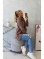 Zateplená mikina s dlhšou zadnou časťou mocca