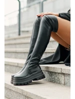 Kozaki Za Kolano Na Masywnej Platformie Czarne Zinera