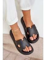 Piankowe Klapki Z Wycięciami Czarne Neladith