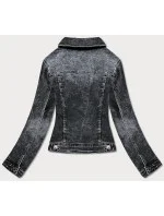 Krátka čierna dámska džínsová bunda (POP5989-K)