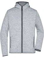 Daiber JN 589 Pánska pletená fleecová bunda s kapucňou 02.0589 light melange/carbon