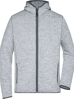 Daiber JN 589 Pánska pletená fleecová bunda s kapucňou 02.0589 light melange/carbon