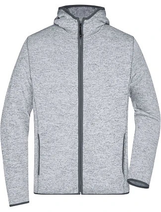 Daiber JN 589 Pánska pletená fleecová bunda s kapucňou 02.0589 light melange/carbon