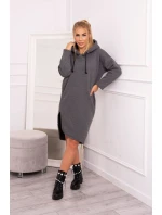 Šaty s kapucňou a bočným rázporkom graphite melange