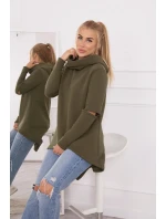 Zateplená mikina s dlhším chrbtom vo farbe khaki Zateplená mikina s dlhším chrbtom vo farbe khaki