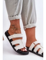 Damskie Klapki Materiałowe Na Rzep Białe Lamirose