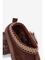 Dětské mládežnické sněhule s výšivkou na platformě čokoládové Jolisse