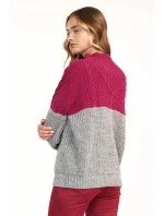 Dámsky sveter model 159521 Fuchsia grey - Nife Dámsky sveter model 159521 Fuchsia grey - Nife