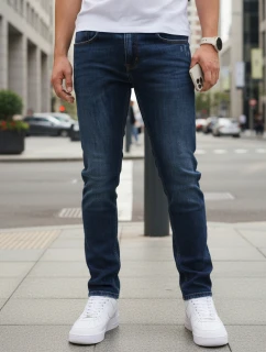 Pánske džínsy slim fit tmavomodré FashionStreet UX4479