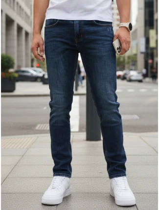 Pánske džínsy slim fit tmavomodré FashionStreet UX4479 Pánske džínsy slim fit tmavomodré FashionStreet UX4479