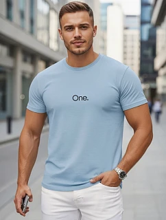 Pánske modré bavlnené tričko s potlačou FashionStreet NX5125R