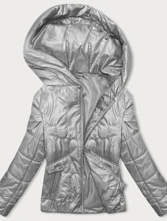 Šedá krátka dámska prešívaná bunda (B8185-9)