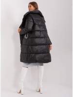Čierna dlhá zimná bunda s vreckami
