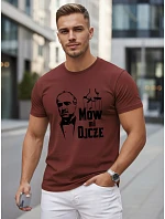 Pánske klasické bavlnené tričko s bordovou potlačou FashionStreet NX5145R Pánske klasické bavlnené tričko s bordovou potlačou FashionStreet NX5145R