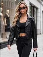Dámska kožená bunda v štýle Ramones, čierna, FashionStreet TY6031 Dámska kožená bunda v štýle Ramones, čierna, FashionStreet TY6031