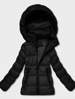 Dámska prešívaná zimná bunda do pása čierna (T3-2656#-1)