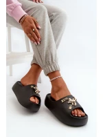 Klapki Damskie Lekkie Piankowe Z Ozdobami Czarne Orchia