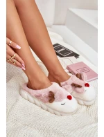 Futrzane Kapcie Damskie Z Motywem Renifera Różowe Wistira