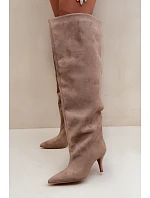 Dámske čižmy na podpätku Khaki Corly Dámske čižmy na podpätku Khaki Corly