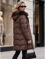 Dámska zimná prešívaná bunda s kapucňou, hnedá, FashionStreet TY5825 Dámska zimná prešívaná bunda s kapucňou, hnedá, FashionStreet TY5825