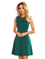 BLANKA - Rozšírené dámske šaty v fľaškovo zelenej farbe s volánikom 334-1