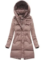 Dámska dlhá zimná bunda s kapucňou Old Pink (7752) Dámska dlhá zimná bunda s kapucňou Old Pink (7752)