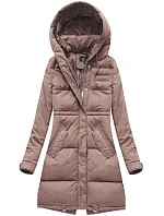 Dámska dlhá zimná bunda s kapucňou Old Pink (7752) Dámska dlhá zimná bunda s kapucňou Old Pink (7752)