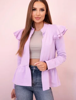 Dámsky prehoz na posteľ s volánmi a stojanom fialovej farby