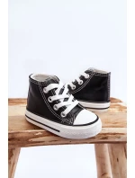 Dziecięce Skórzane Wysokie Trampki Czarno-Białe Marney