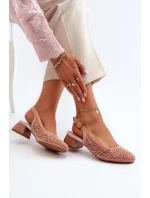 Czółenka Na Obcasie Klocku Różowe Gemifa