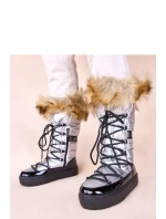 Dámske snehové topánky AT001 Silver with black - CHIC shoes Dámske snehové topánky AT001 Silver with black - CHIC shoes