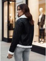 Kurtka skórzana damska z kożuchem FURBLAZE FashionStreet czarna TY4730z Kurtka skórzana damska z kożuchem FURBLAZE FashionStreet czarna TY4730z