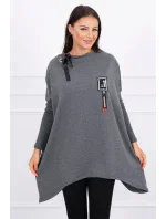 Oversize mikina s asymetrickými bokmi grafitová