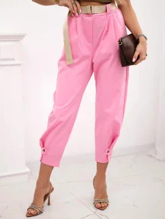 Letné nohavice Punto so zapínaním na nohaviciach svetlo ružová