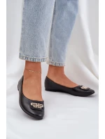 Baleriny Na Płaskiej Podeszwie Z Ozdobą Czarne Ainoria