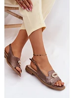 Dámské sandály Ploché s Ozdobou S.Barski KV61-6040 Hnědé