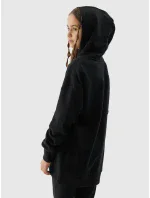 Dívčí tepláková mikina bez zapínání a s kapucí 4F - černá Dívčí tepláková mikina bez zapínání a s kapucí 4F - černá