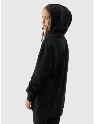 Dívčí tepláková mikina bez zapínání a s kapucí 4F - černá Dívčí tepláková mikina bez zapínání a s kapucí 4F - černá