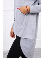 Mikina s kapucňou s dlhým chrbtom šedá