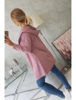 Voľná bunda s kapucňou 8928 tmavoružová - Kesi Voľná bunda s kapucňou 8928 tmavoružová - Kesi