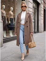 Elegantný dámsky dvojradový kabát s opaskom Fango FashionStreet NY0790 Elegantný dámsky dvojradový kabát s opaskom Fango FashionStreet NY0790