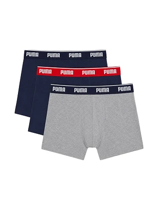 Pánske boxerky Puma, balenie po 3 kusoch, tmavomodré a sivé, 947130 05 Pánske boxerky Puma, balenie po 3 kusoch, tmavomodré a sivé, 947130 05
